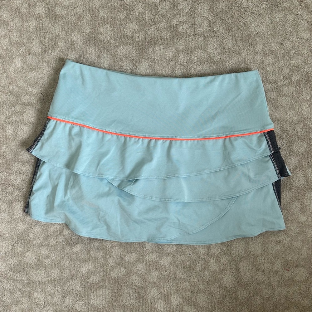 Lucky in Love Aqua and Coral Layered Mini Skirt